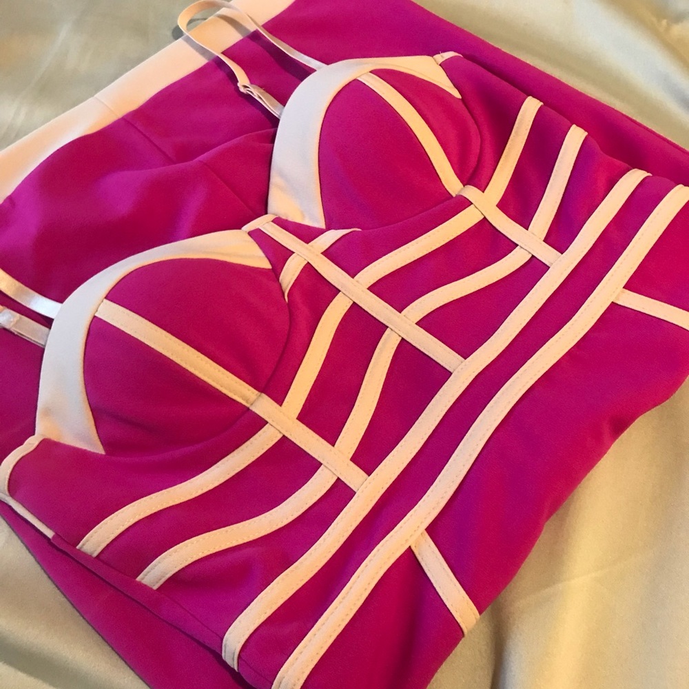 Pink and cream mini dress !